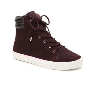 Joei Devon Burgundy Perforated Leather Wedge Sneakers Woman’s EU38 US7